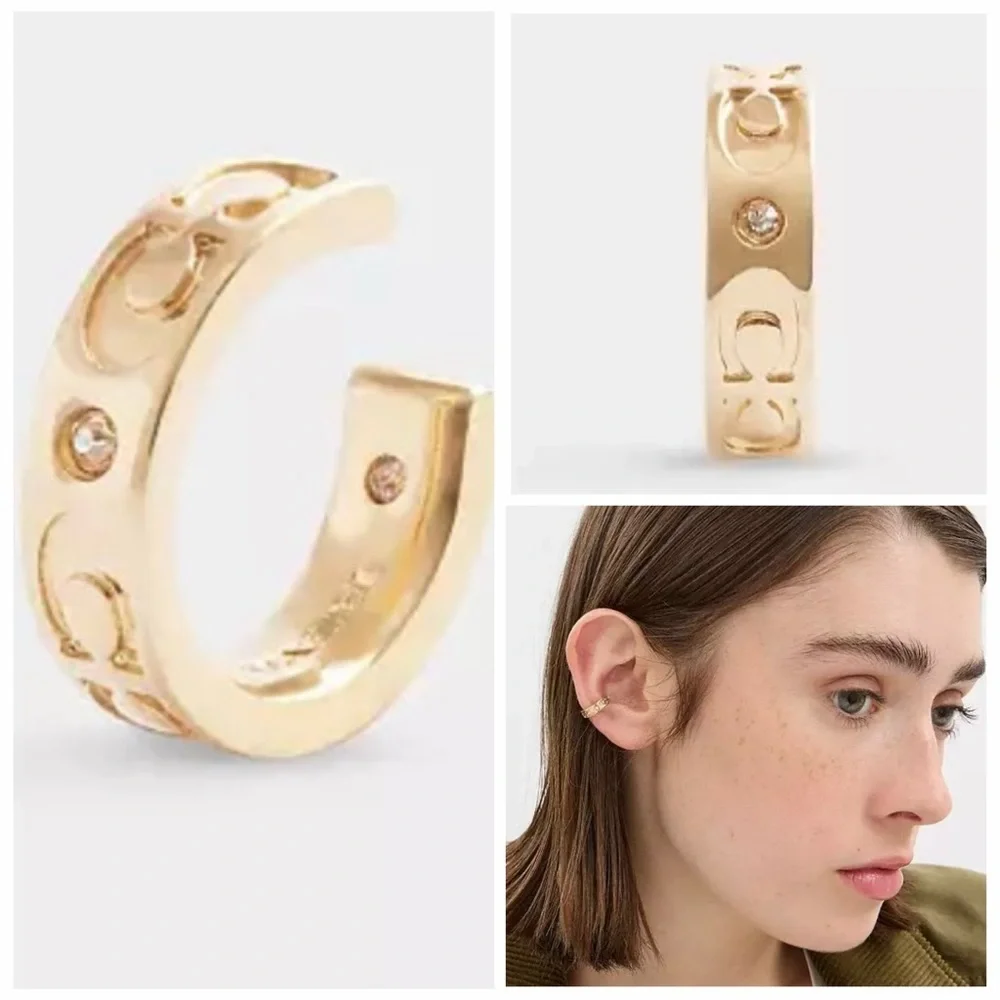 NWT Coach Signature Kissing Ear Cuff Gold